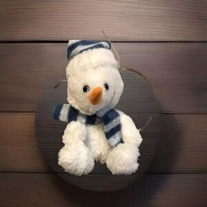 Dan Dee Plush Snowman White Blue Striped Scarf Hat Christmas Winter Stuffed Toy